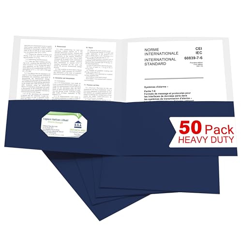 Classic Zzrywuty 50 Packs Two Pocket File Folders with Business Card Collection